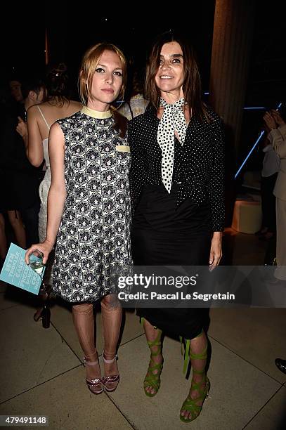 Josephine de La Baume and Carine Roitfeld attend the Miu Miu Club launch of the first Miu Miu fragrance and croisiere 2016 collection at Palais...