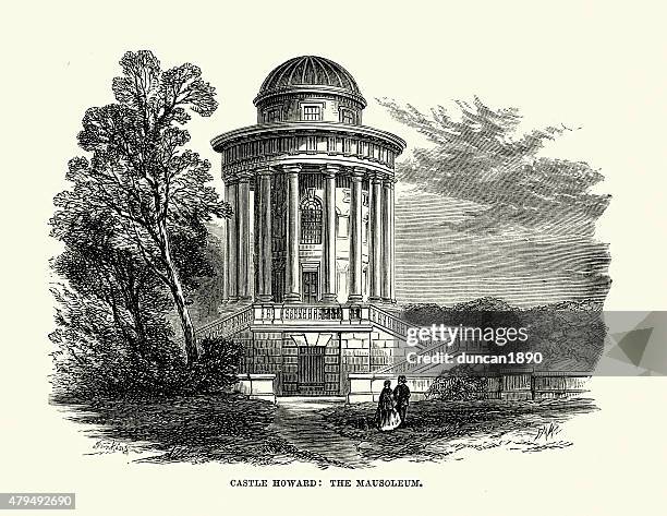 castle howard the mausoleum - castle howard stock illustrations