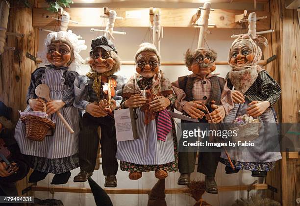 close-up of marionettes - gift baskets stock pictures, royalty-free photos & images