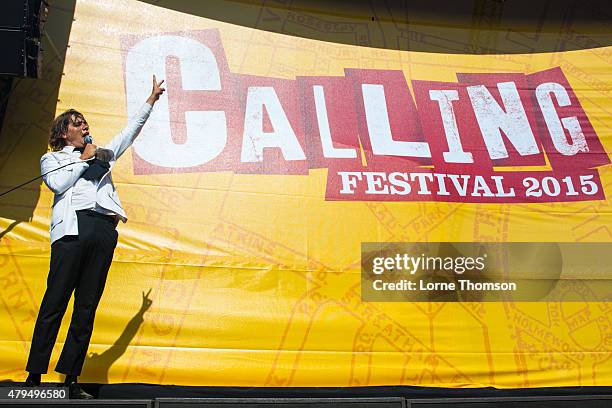 Howlin' Pelle Almqvist of The Hives performs at Clapham Common on July 4, 2015 in London, England.