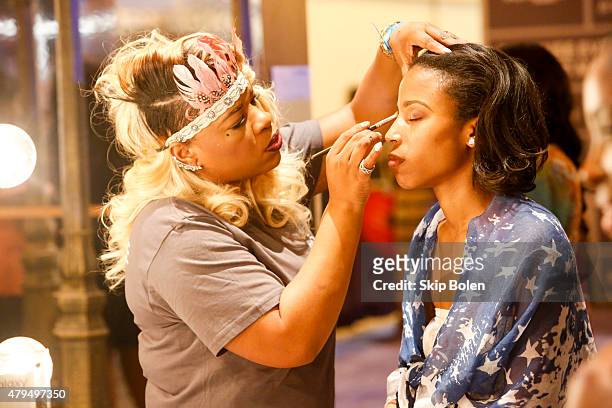 Festivalgoers attend the Samsung Galaxy Experience at the ESSENCE Festival on July 4, 2015 in New Orleans, Louisiana.