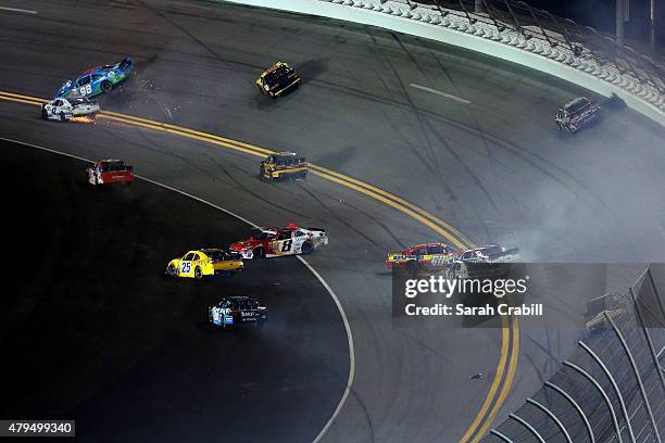 Brennan Poole, driver of the DC Solar Chevrolet, Aric Almirola, driver of the Fresh from Florida Ford, Blake Koch, driver of the Celsius Healthy...