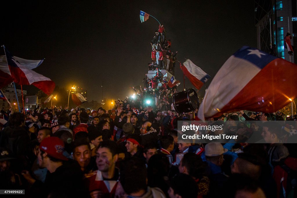 Chileans Celebrate Winning 2015 Copa America Chile