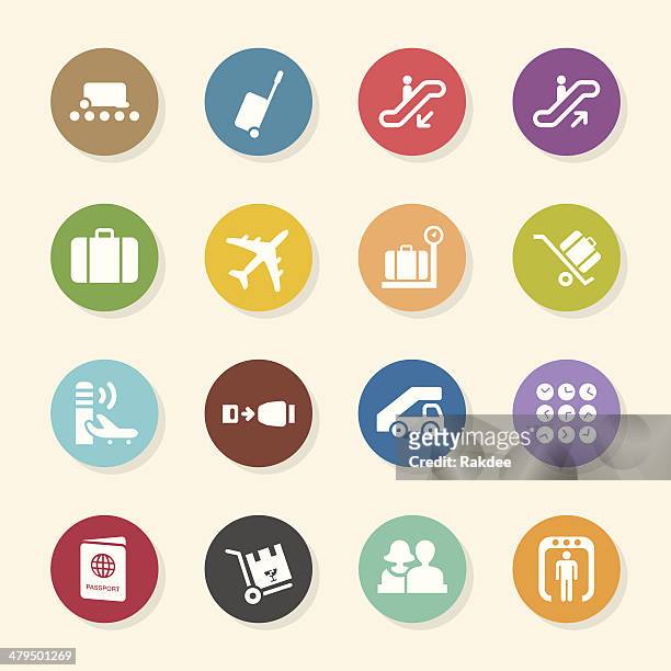 flughafen icon-farbe kreis serie - trolley stock-grafiken, -clipart, -cartoons und -symbole