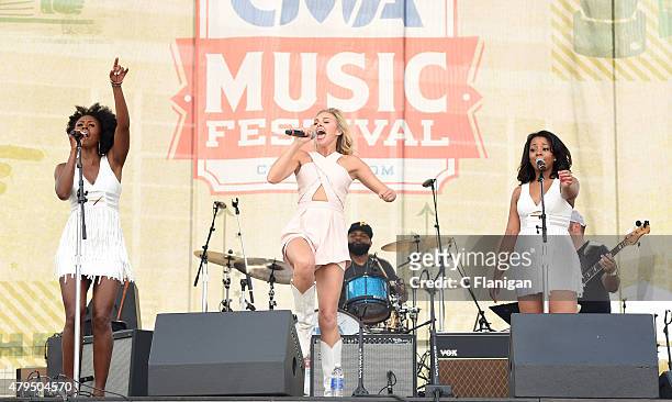 Laura Bell Bundy performs at the The Park Stage during the 2015 CMA Festival on June 12, 2015 in Nashville, Tennessee.