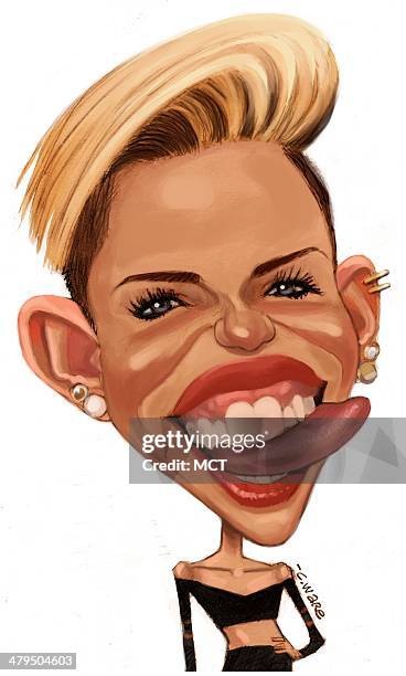 Dpi Chris Ware caricature of pop singer Miley Cyrus.