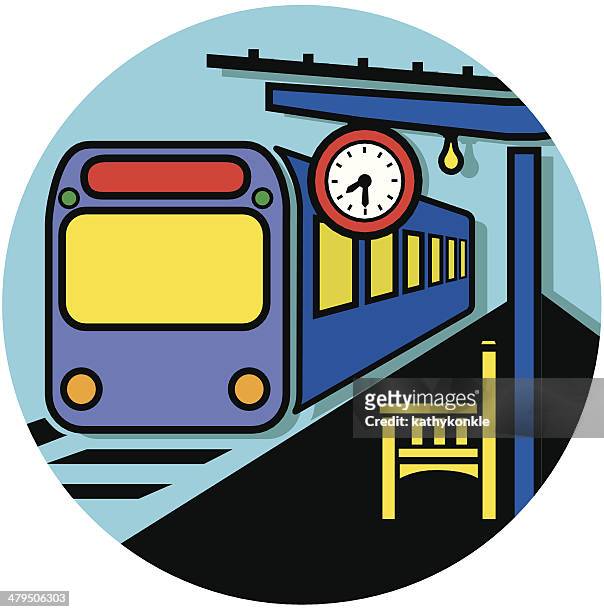 commuter train - underground station platform stock illustrations