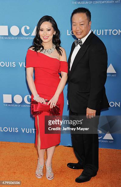 Christine Chiu and Dr. Gabriel Chiu arrive at the 2015 MOCA Gala presented by Louis Vuitton at The Geffen Contemporary at MOCA on May 30, 2015 in Los...