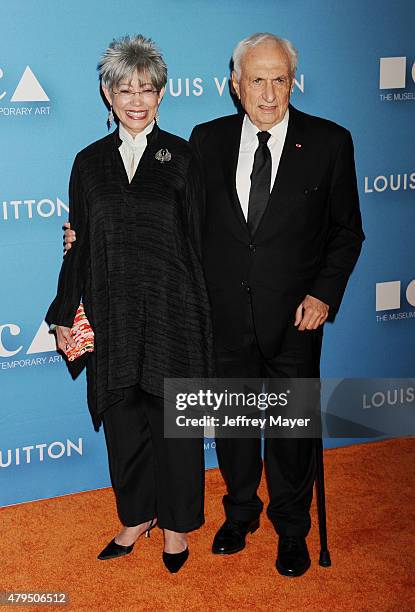 Architect Frank Gehry and wife Berta Isabel Aguilera arrive at the 2015 MOCA Gala presented by Louis Vuitton at The Geffen Contemporary at MOCA on...