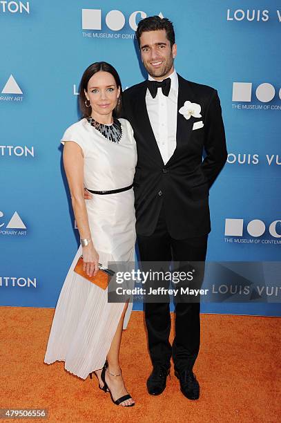 Activist/philanthropist Jessica Robin Trent and Matthew Nolan arrive at the 2015 MOCA Gala presented by Louis Vuitton at The Geffen Contemporary at...