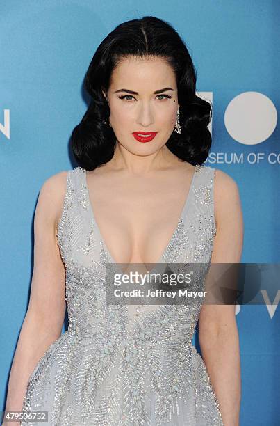 Burlesque dancer/model Dita Von Teese arrives at the 2015 MOCA Gala presented by Louis Vuitton at The Geffen Contemporary at MOCA on May 30, 2015 in...