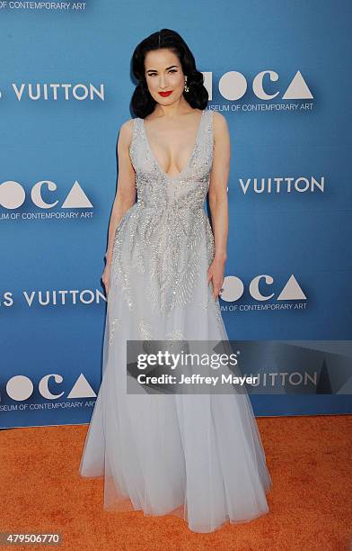 Burlesque dancer/model Dita Von Teese arrives at the 2015 MOCA Gala presented by Louis Vuitton at The Geffen Contemporary at MOCA on May 30, 2015 in...