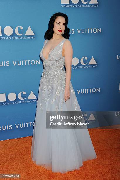 Burlesque dancer/model Dita Von Teese arrives at the 2015 MOCA Gala presented by Louis Vuitton at The Geffen Contemporary at MOCA on May 30, 2015 in...