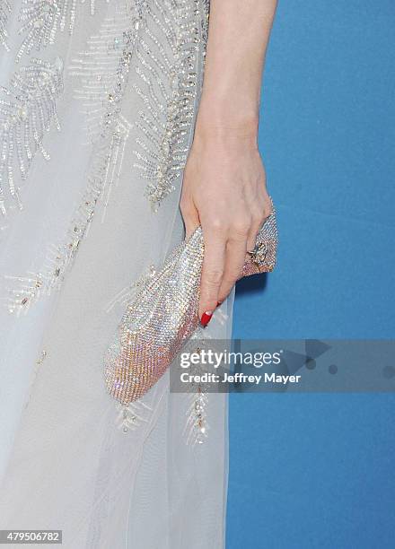 Burlesque dancer/model Dita Von Teese, handbag, ring detail, at the 2015 MOCA Gala presented by Louis Vuitton at The Geffen Contemporary at MOCA on...