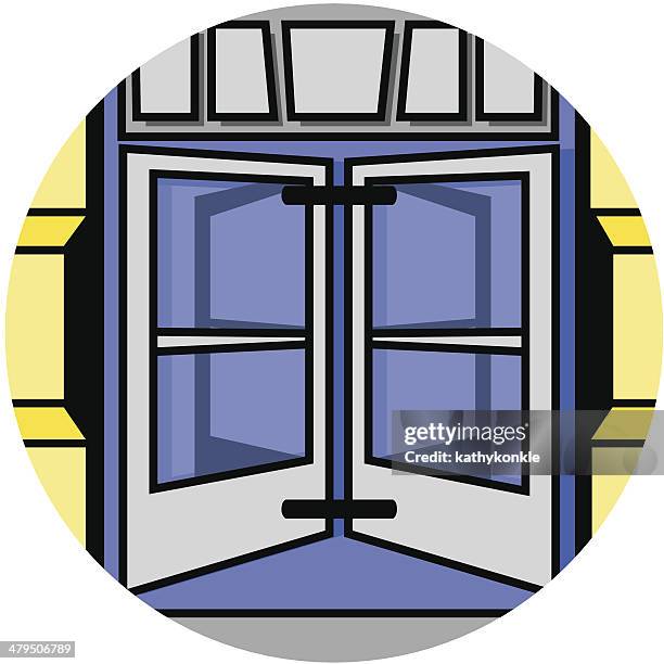 stockillustraties, clipart, cartoons en iconen met revolving door icon - draaideur