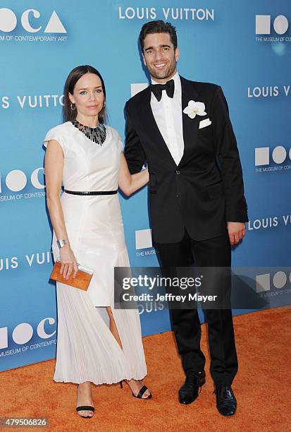 Activist/philanthropist Jessica Robin Trent and Matthew Nolan arrive at the 2015 MOCA Gala presented by Louis Vuitton at The Geffen Contemporary at...