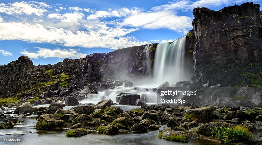 Öxarárfoss Wasserfall in Thingvellir Nationalpark, Island.