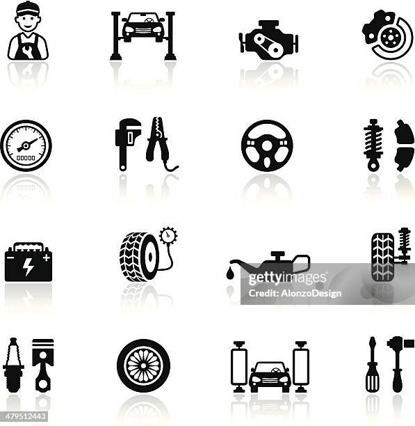 auto service icon set - adjustable wrench stock illustrations