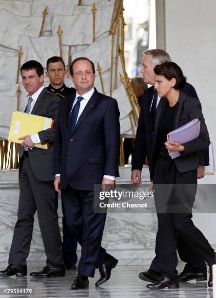 Interior Minister, Manuel Valls, French President Francois Hollande, Prime Minister, Jean-Marc Ayrault and Minister for Women's Rights and Government...