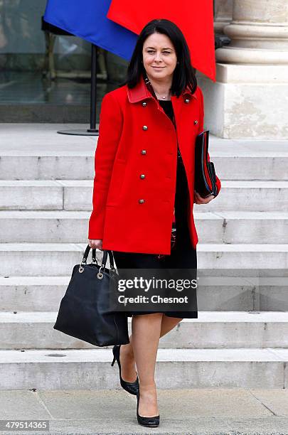 French Junior Minister for Handicraft, Tourism and Trade,ÊSylvia Pinel leaves after the weekly cabinet meeting at the Elysee palace on March 19, 2014...