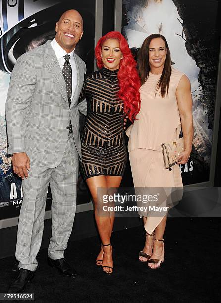 Actor Dwayne "The Rock" Johnson, WWE Diva Eva Marie and producer Dany Garcia arrive at the 'San Andreas' - Los Angeles Premiere at TCL Chinese...