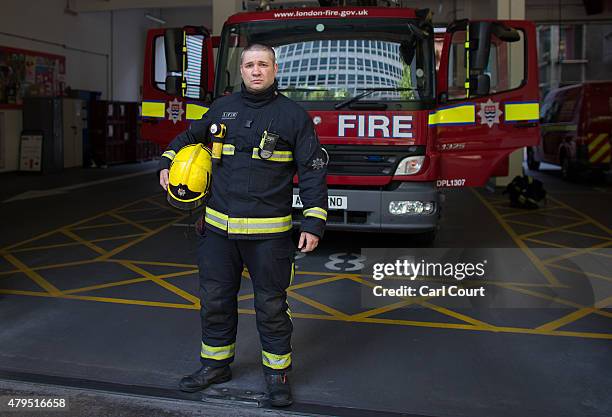 Special Instruction ** Picture Only To Be Used In Conjunction With 7/7** Firefighter Cem Cam is pictured outside Dowgate Fire Station on June 25,...