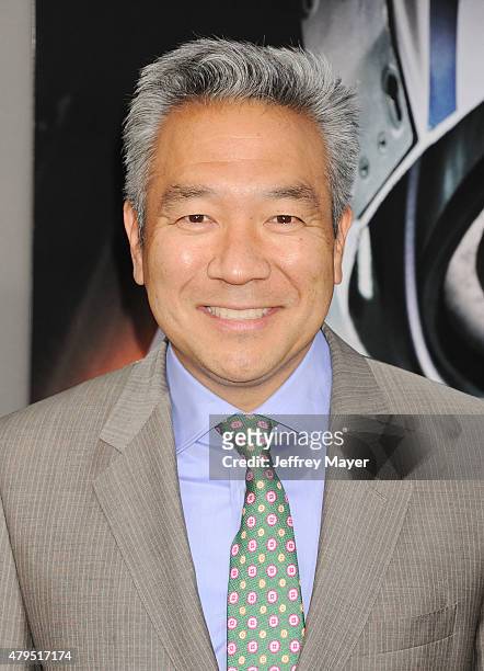 Chairman and CEO, Warner Bros. Kevin Tsujihara arrives at the 'San Andreas' - Los Angeles Premiere at TCL Chinese Theatre IMAX on May 26, 2015 in...