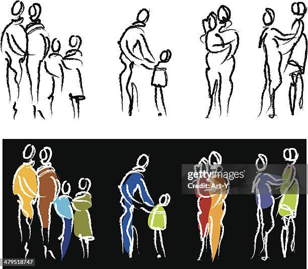 people sketch - relations - pencil drawing of woman stock illustrations