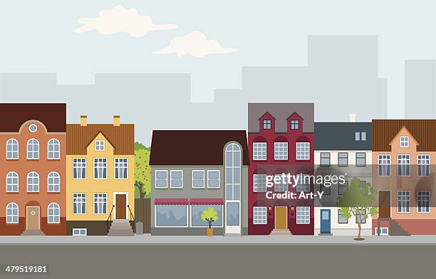 townhouses - front door stock illustrations