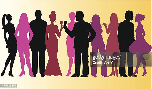 group of people - party - evening gown stock illustrations