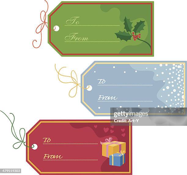 christmas tags - red string stock illustrations