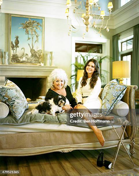 Chefs Paula Deen and Katie Lee are photographed with Deen's shih tzu Otis, for More Magazine on August 3, 2011 in Savannah, Georgia. PUBLISHED IMAGE.