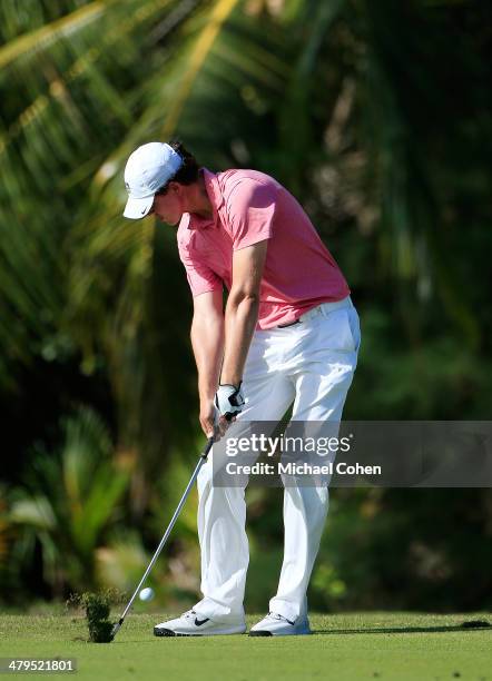 Austen Truslow, an amateur,hits a shot from the fairway during the first round of the Puerto Rico Open presented by seepuertorico.com held at Trump...