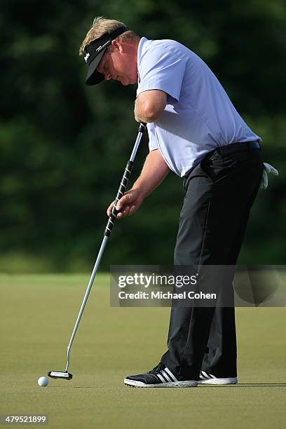 Carl Pettersson of Sweden strokes a putt during the first round of the Puerto Rico Open presented by seepuertorico.com held at Trump International...