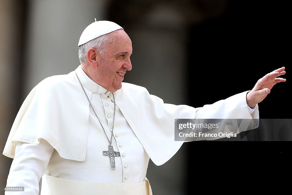 Pope Francis Attends His Weekly Audience at St Peters Square