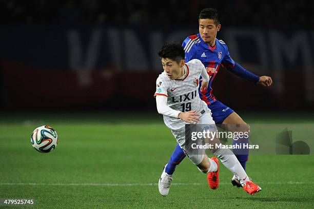 Yuta Toyokawa of Kashima Antlers in action during the J.League Yamazaki Nabisco Cup match between FC Tokyo vs. Kashima Antlers at Ajinomoto Stadium...