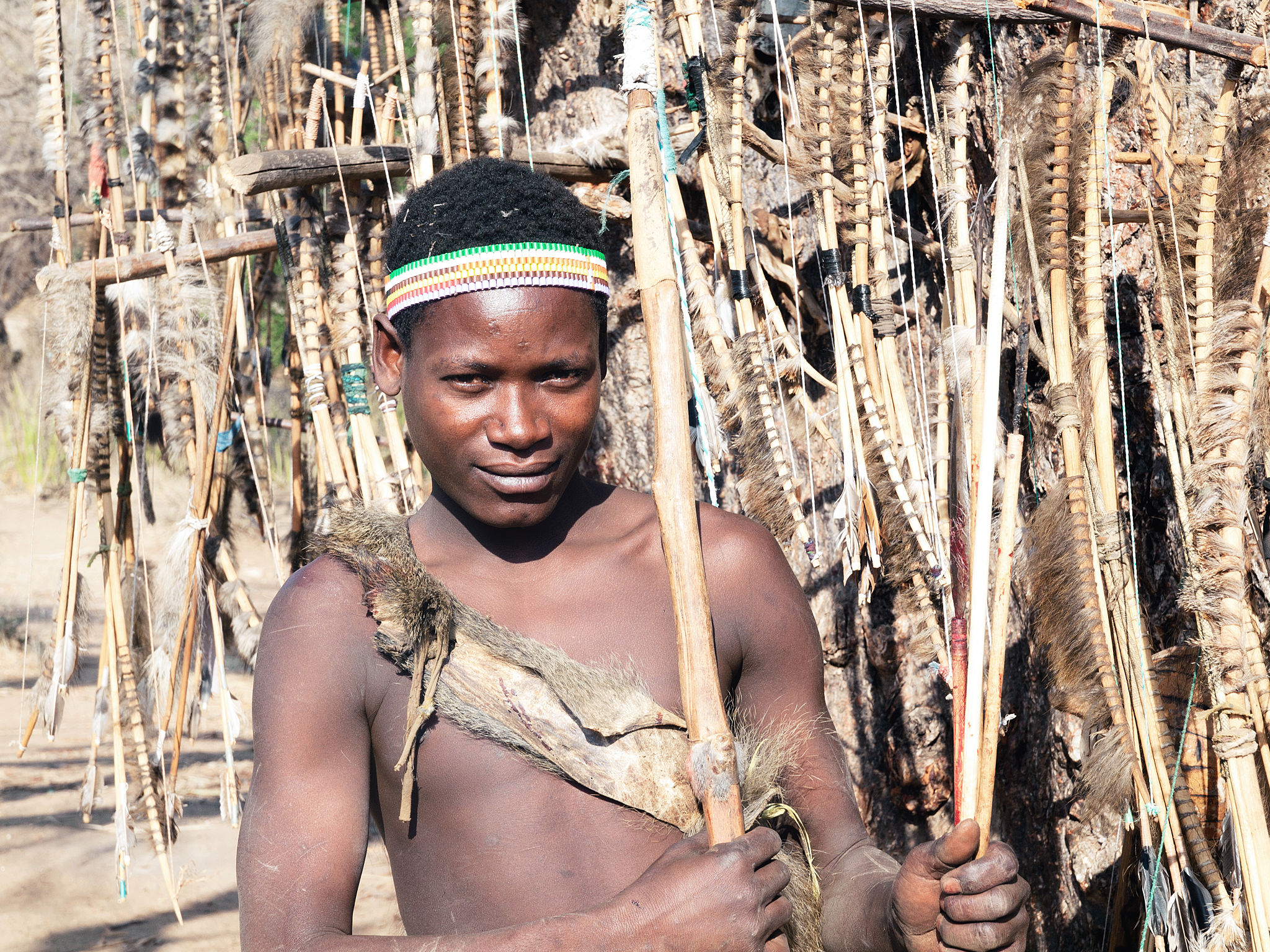Portrait of Hadzabe (or Hadza) young bushman Portrait of Hadzabe (or Hadza) young bushman