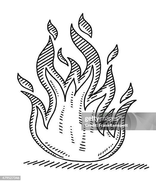 heiße feuer symbol abbildung - sketching brand stock-grafiken, -clipart, -cartoons und -symbole