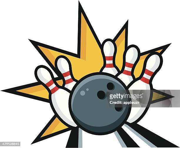 bowling strike - skittles game stock illustrations