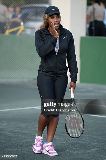 Serena Williams participtaes in Fifth Annual All-Star Charity Event At Ritz Carlton at Cliff Drysdale Tennis Center, Ritz Carlton Key-Biscayne on...