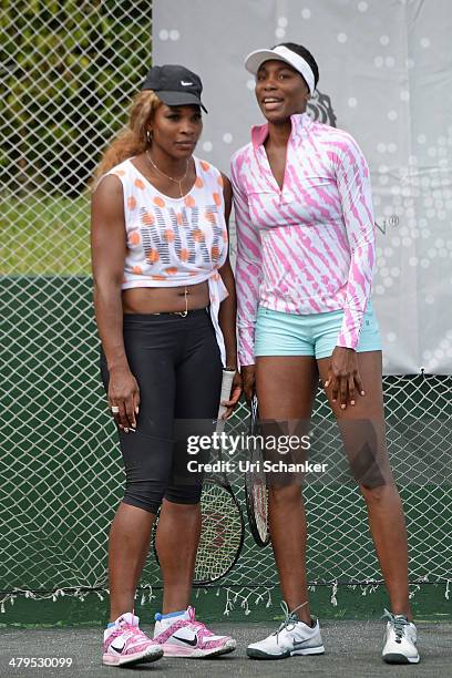 Serena Williams and Venus Williams participtae in Fifth Annual All-Star Charity Event At Ritz Carlton at Cliff Drysdale Tennis Center, Ritz Carlton...