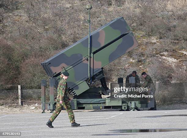 Military personnel install Norwegian Advanced Surface to Air Missile System as part of security procedures ahead of the 2014 Nuclear Security Summit...