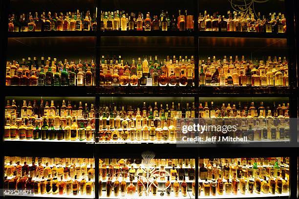 Bottles of whisky on display in the Diageo Claive Vidiz Collection, the world's largest collection of Scottish Whisky on display at The Scotch Whisky...