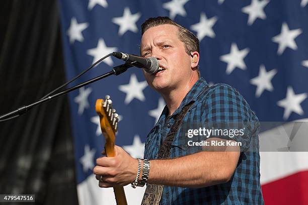 Singer-songwriter Jason Isbell performs onstage during Willie Nelsons 4th of July Picnic at Austin360 Amphitheater on July 4, 2015 in Austin, Texas.