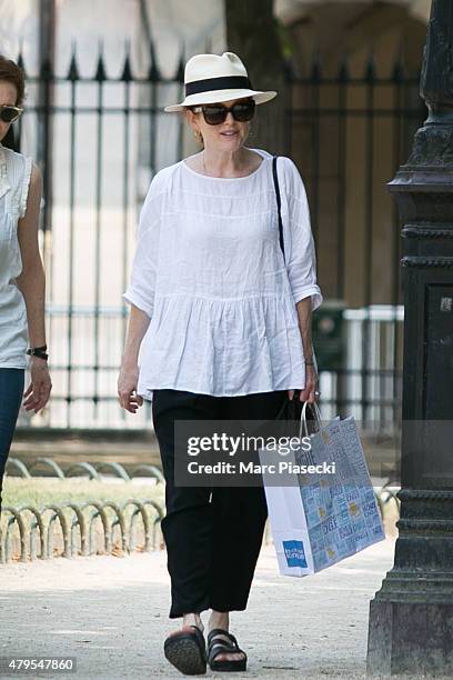 Actress Julianne Moore is seen on the 'Place des Vosges' Plaza on July 5, 2015 in Paris, France.