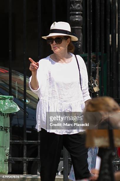 Actress Julianne Moore is seen on the 'Place des Vosges' Plaza on July 5, 2015 in Paris, France.