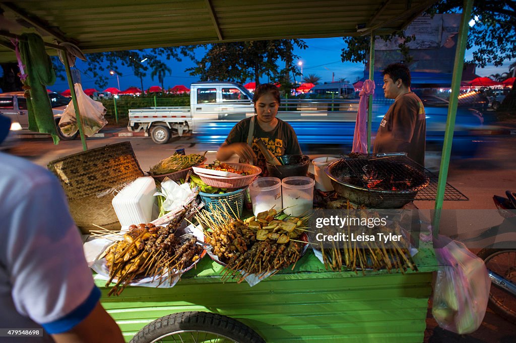 Street food on the river front in Vientiane, Laos...