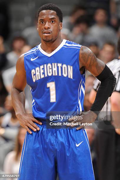 Austin Chatman of the Creighton Bluejays looks on during college basketball game against the Georgetown Hoyas on March 4, 2014 at the Verizon Center...