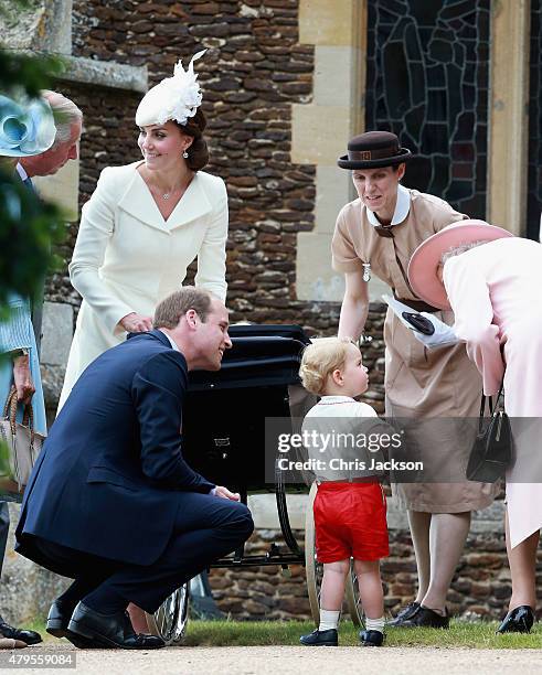 Catherine, Duchess of Cambridge, Prince William, Duke of Cambridge, Princess Charlotte of Cambridge and Prince George of Cambridge, Queen Elizabeth...