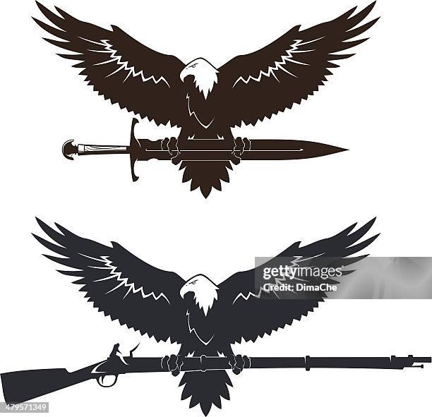 eagles - eagle wing tattoos stock illustrations